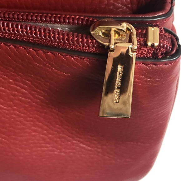 Michael Kors Bedford Pebbled Leather Chain Crossbody Convertible Red Bag EUC - Picture 7 of 15